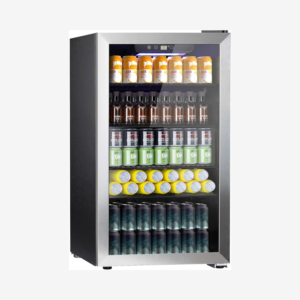 Wine & Beverage Mini Fridge 90 L glass door cooler, image 1